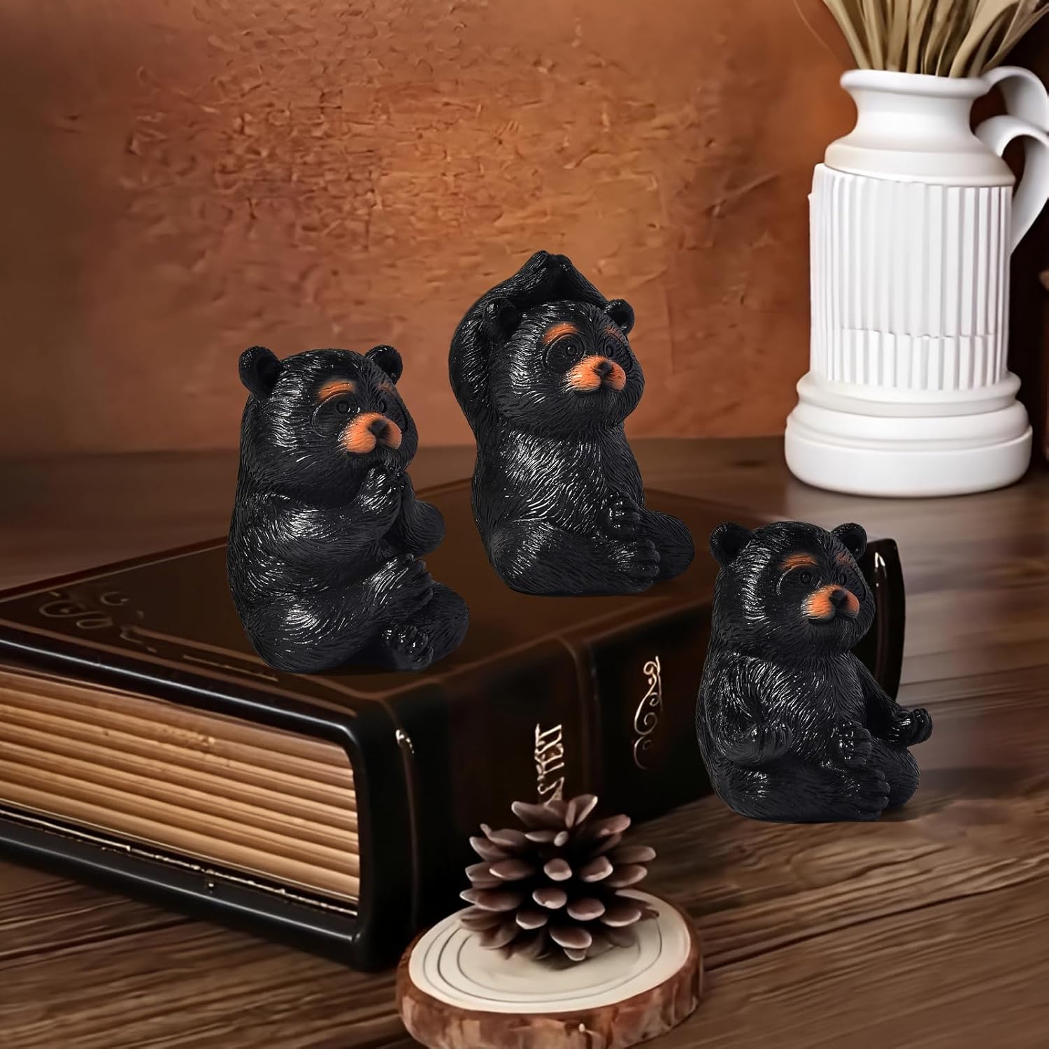 3 Pack Yoga Bear Statue,Mini Collectible Figurines,Living Room Shelf Office Desk Decor, Exercise Meditation Accessories, Yoga Gifts for Women