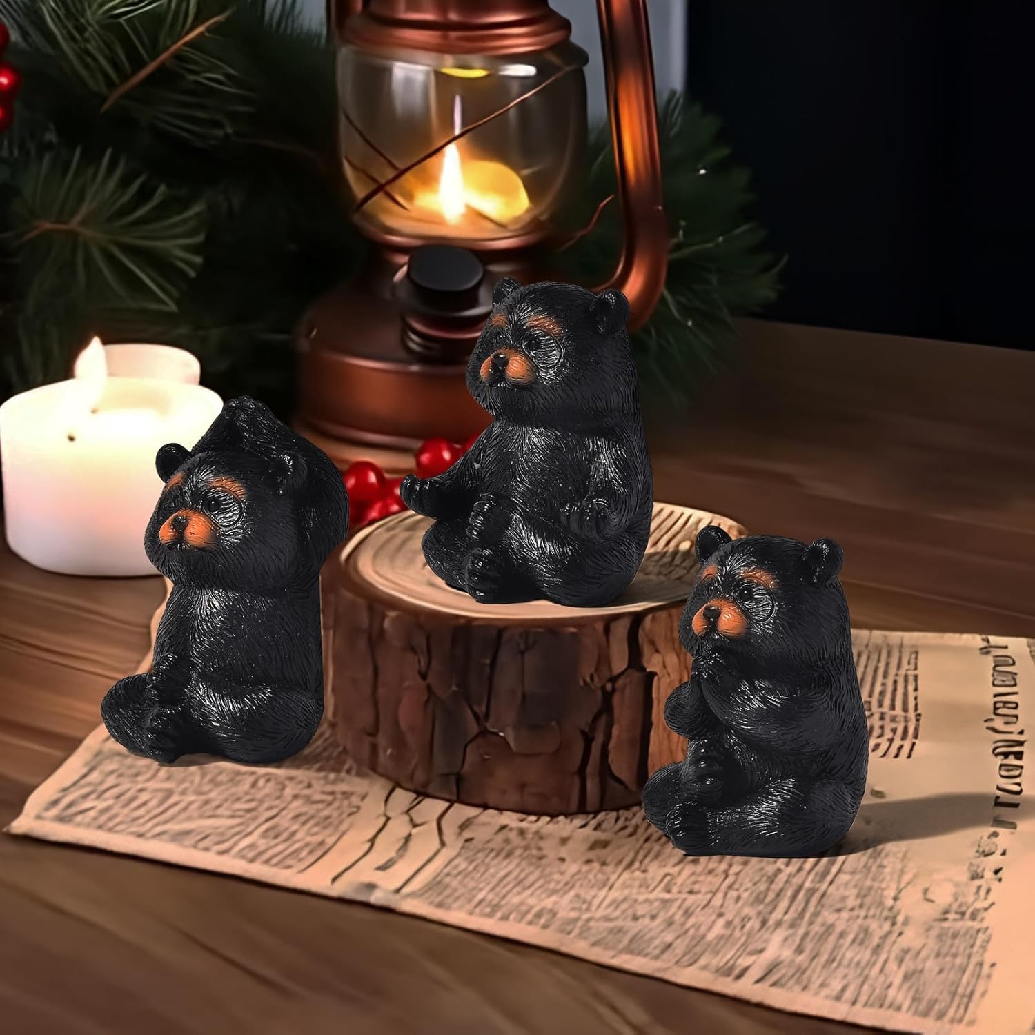 3 Pack Yoga Bear Statue,Mini Collectible Figurines,Living Room Shelf Office Desk Decor, Exercise Meditation Accessories, Yoga Gifts for Women