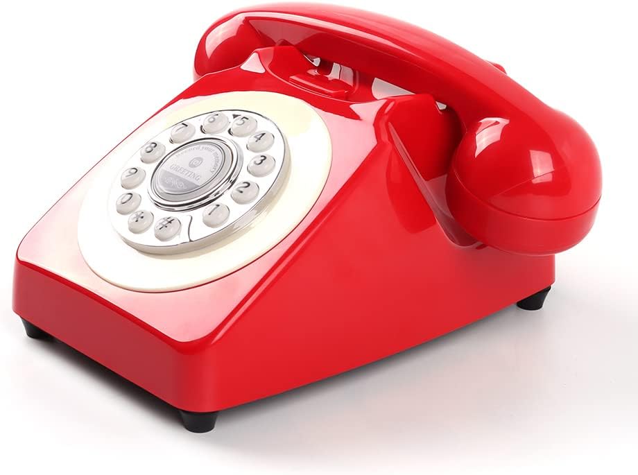 Vintage Old Fashioned Phone with Audio Recording Function for Weddings,Parties,Celebrations,Audio GuestBook Telephone Recording Messages Left by Attendees at Your Special Event (Red)