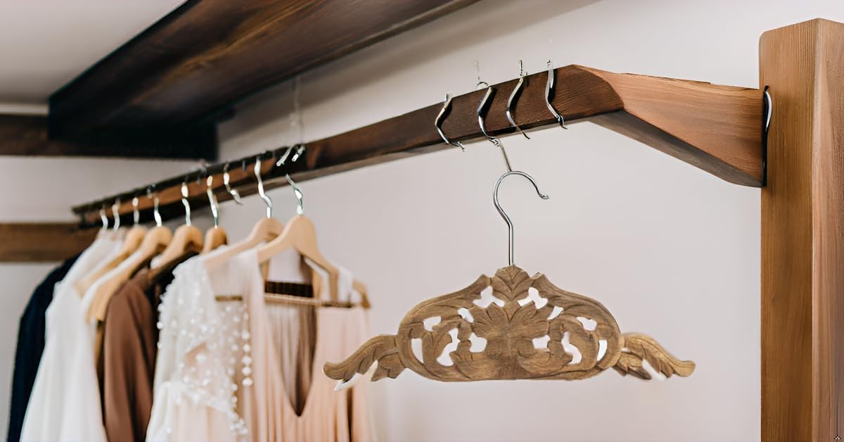 Handmade Vintage Wooden Wedding Suit Jacket Tuxedo Shirt Coat Clothes Hanger for Groom & Bridal Wedding Dress Non Slip Smooth Finish Swivel Hook Bridal Shower Party Favor Gift Ideas