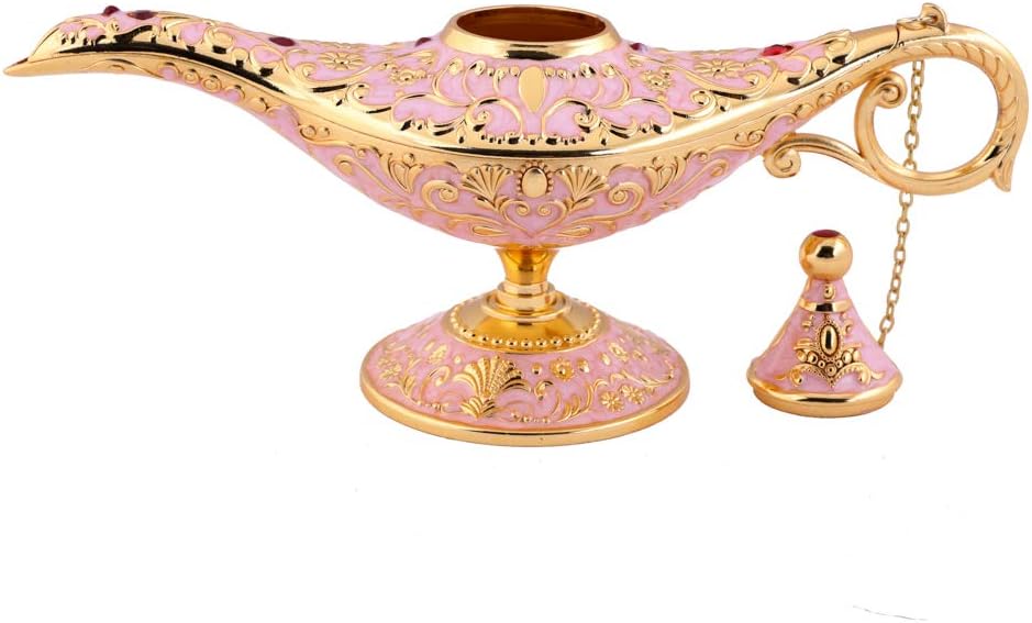 Gusnilo Vintage Aladdin Magic Lamp Genie Collector's Edition /Wedding Table Decoration,Collectable Rare Classic Arabian Props Aladdin Pot & Delicate Gift for Party/Birthday(Pink)