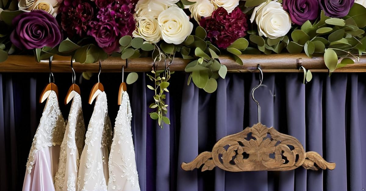 Handmade Vintage Wooden Wedding Suit Jacket Tuxedo Shirt Coat Clothes Hanger for Groom & Bridal Wedding Dress Non Slip Smooth Finish Swivel Hook Bridal Shower Party Favor Gift Ideas