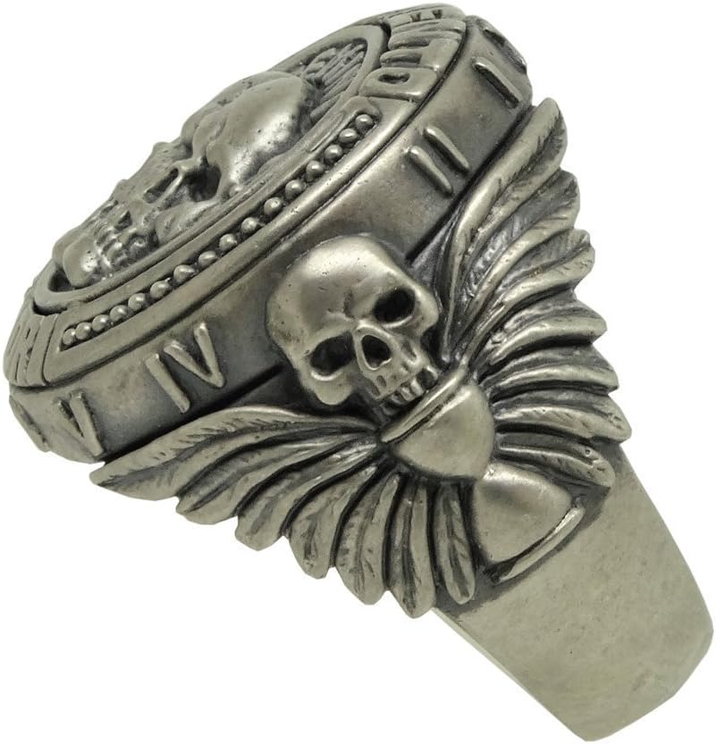 Gemini Zodiac Skull Horoscope Memento Mori masonic men’s Sterling Silver 925 Biker Ring