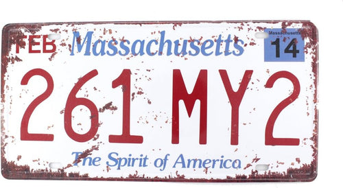 6x12 Inches Vintage Feel Rustic Home,Bathroom and Bar Wall Decor Car Vehicle License Plate Souvenir Metal Tin Sign Plaque (Massachusetts 261 MY2)