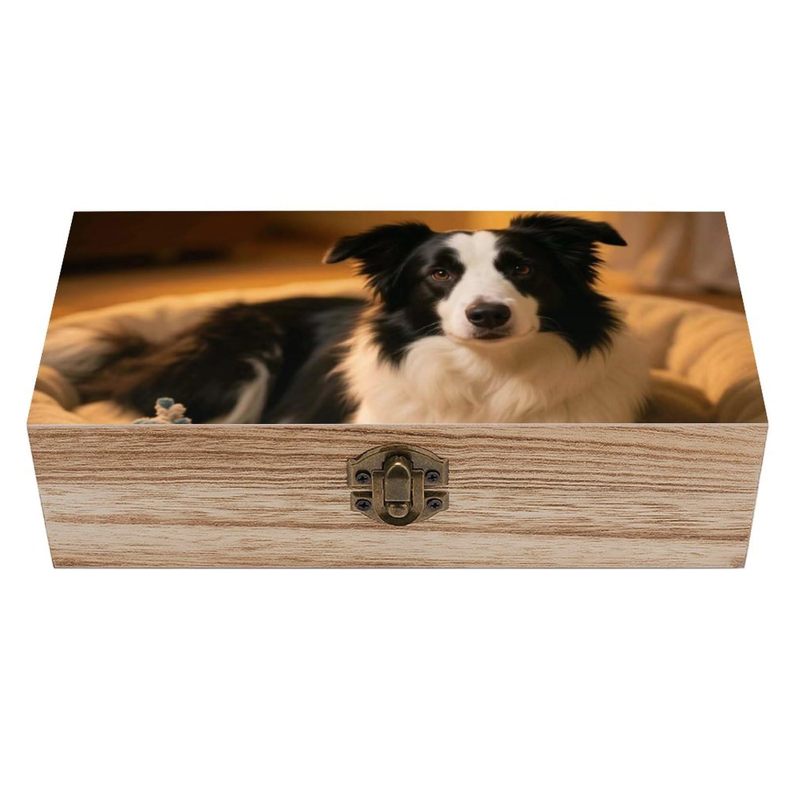 Vintage Wooden Storage Box Elegant Decorative Storage Box Crane And Cloud Pattern Keepsake Box for Photos Mementos Office Supplies