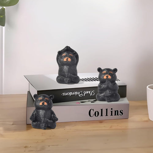 3 Pack Yoga Bear Statue，Mini Collectible Figurines，Living Room Shelf Office Desk Decor, Exercise Meditation Accessories, Yoga Gifts for Women