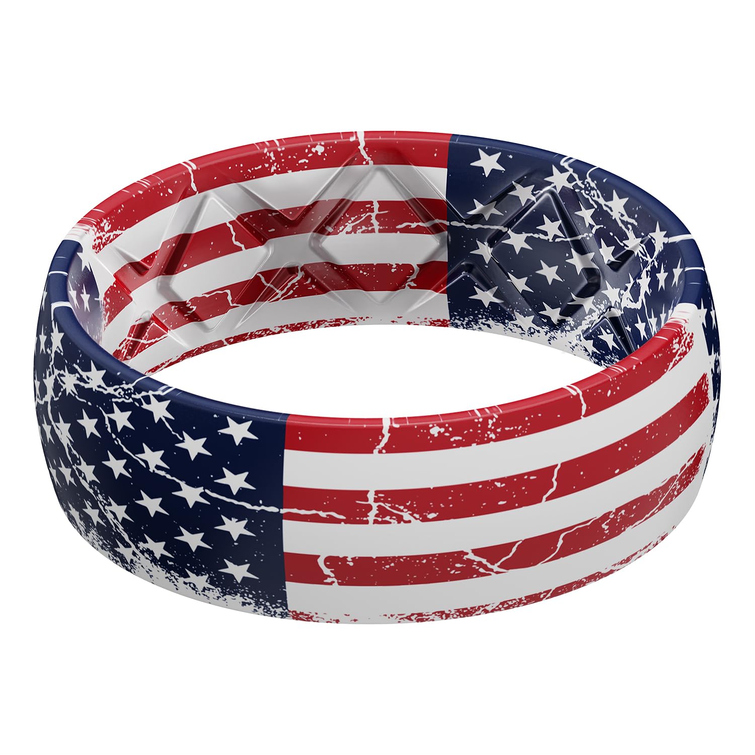 Egnaro Silicone Wedding Rings for Men, Breathable Printed Design Rubber Engagement Bands with Air Flow Grooves 8mm Wide 2mm Thick
