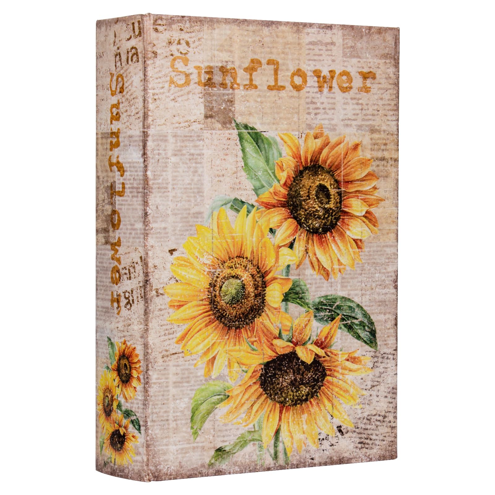 Decorative Vintage Style Fake Book Flowers Pattern Faux Leather Embossed Victorian Book Storage Box 3-04