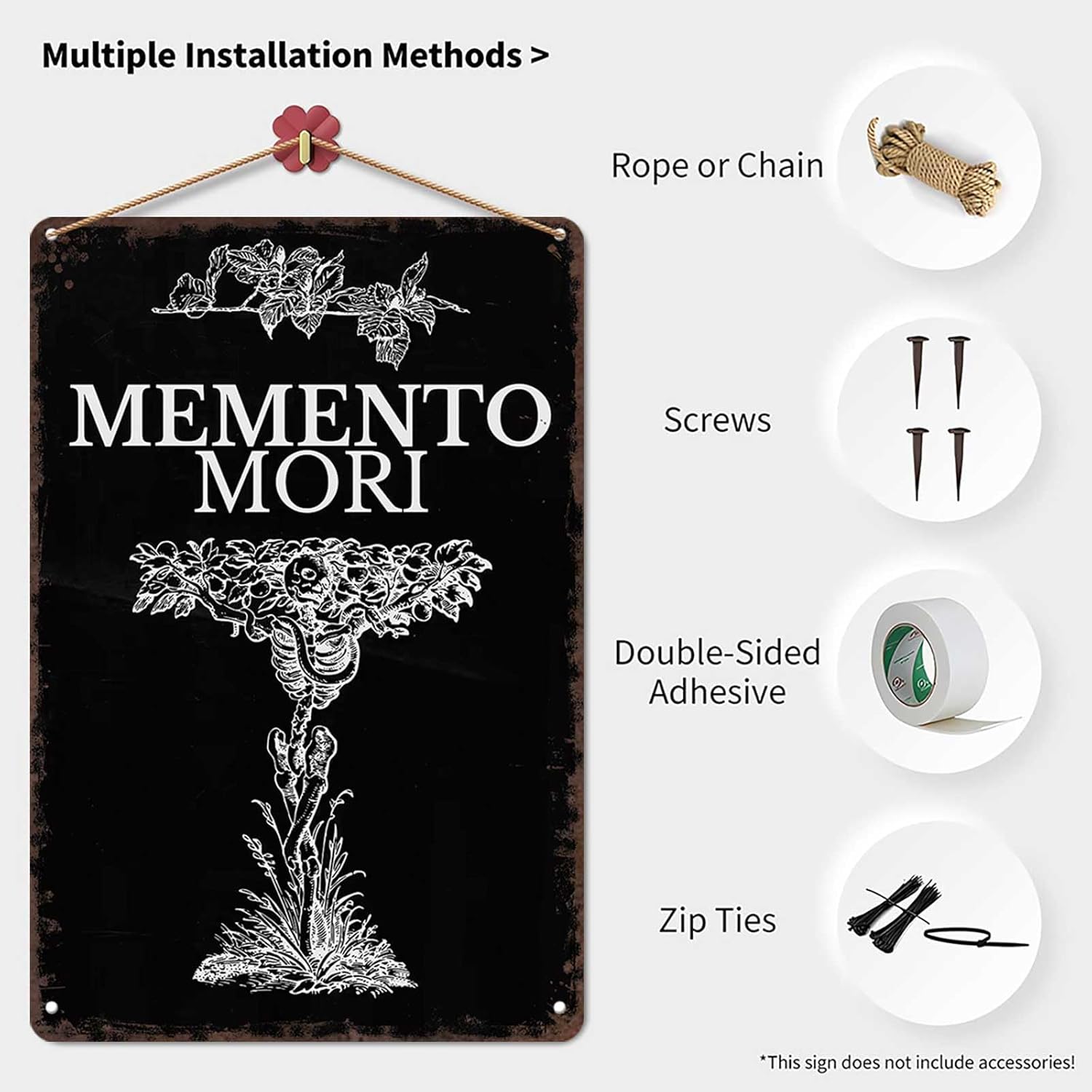 Vintage Metal Sign Memento Mori - Skeleton Tree-Funny Wall Art Tin Signs Poster For Home Room Bedroom Man Cave Office Decor 8x12inch