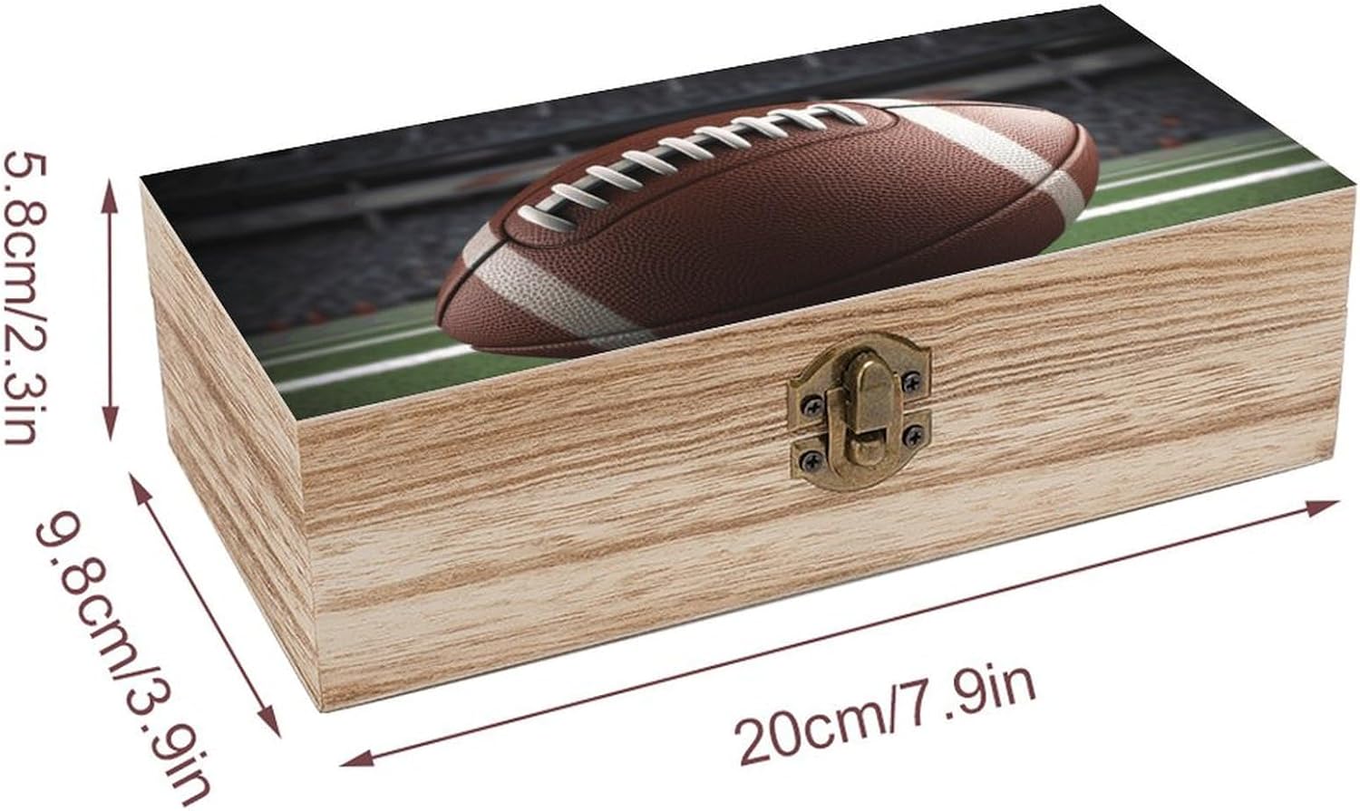 Vintage Wooden Storage Box Elegant Decorative Storage Box American Football Keepsake Box for Photos Mementos Office Supplies