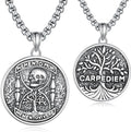Memento Mori Necklace 925 Sterling Silver Tree of Life Memento Mori Necklace Skull Jewelry Gifts for Men
