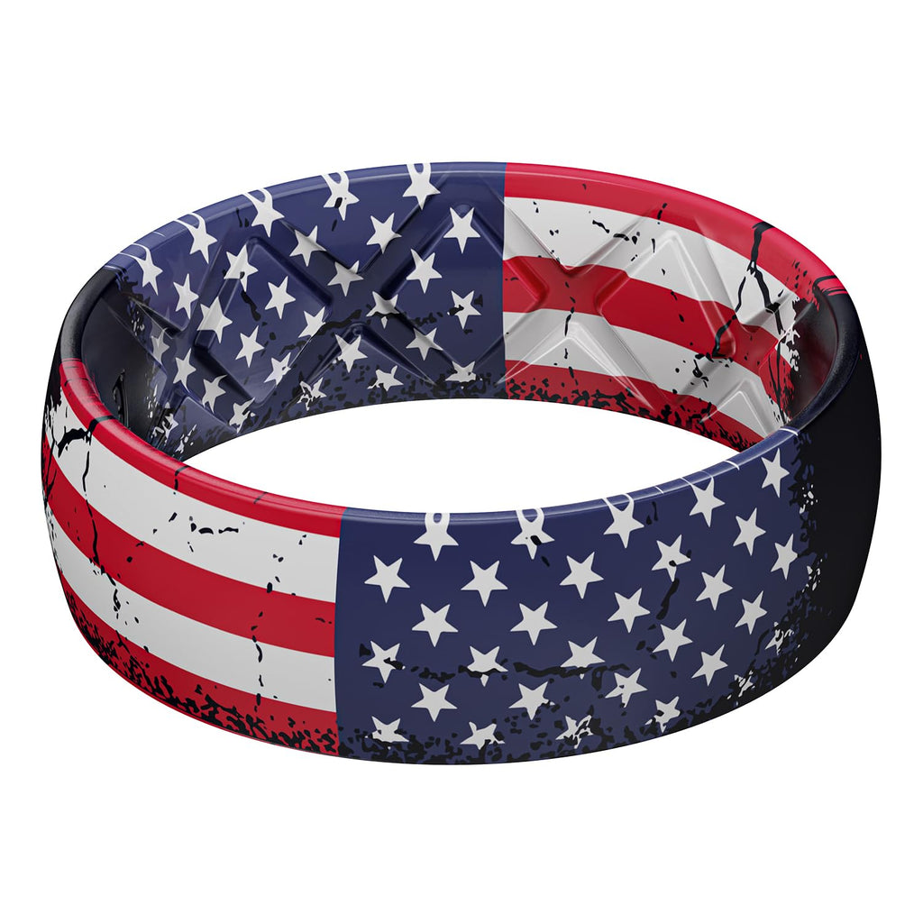 Egnaro Silicone Wedding Rings for Men, Breathable Printed Design Rubber Engagement Bands with Air Flow Grooves 8mm Wide 2mm Thick