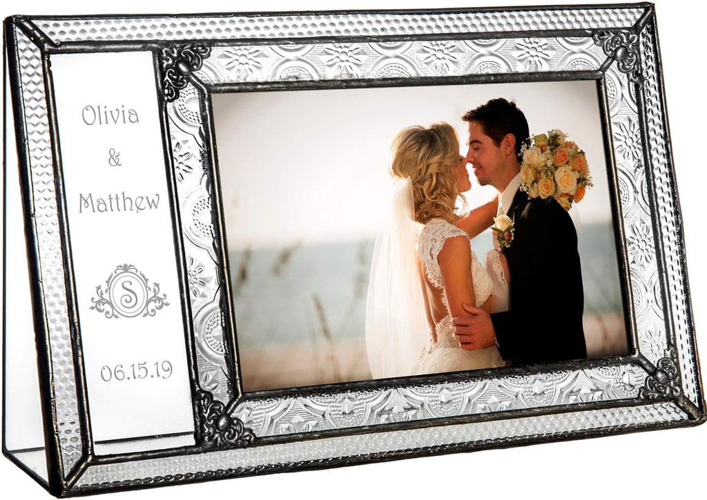 Wedding Picture Frame Personalized Engraved Glass Keepsake Newly Wed Couple J Devlin Pic 393-46H EP610