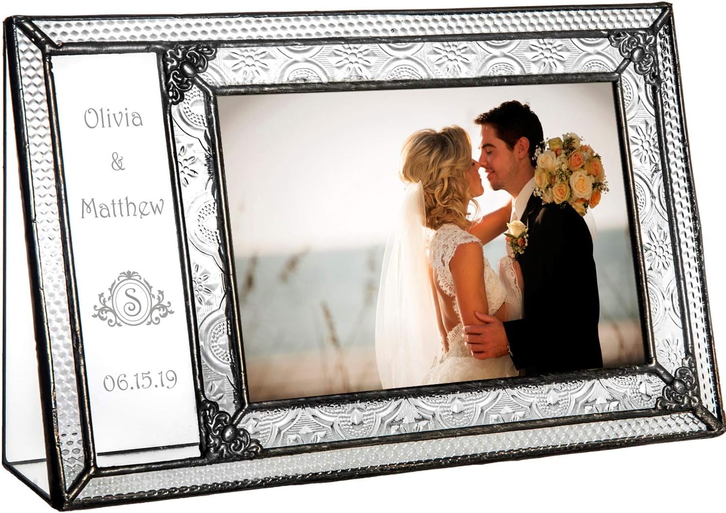 Wedding Picture Frame Personalized Engraved Glass Keepsake Newly Wed Couple J Devlin Pic 393-46H EP610