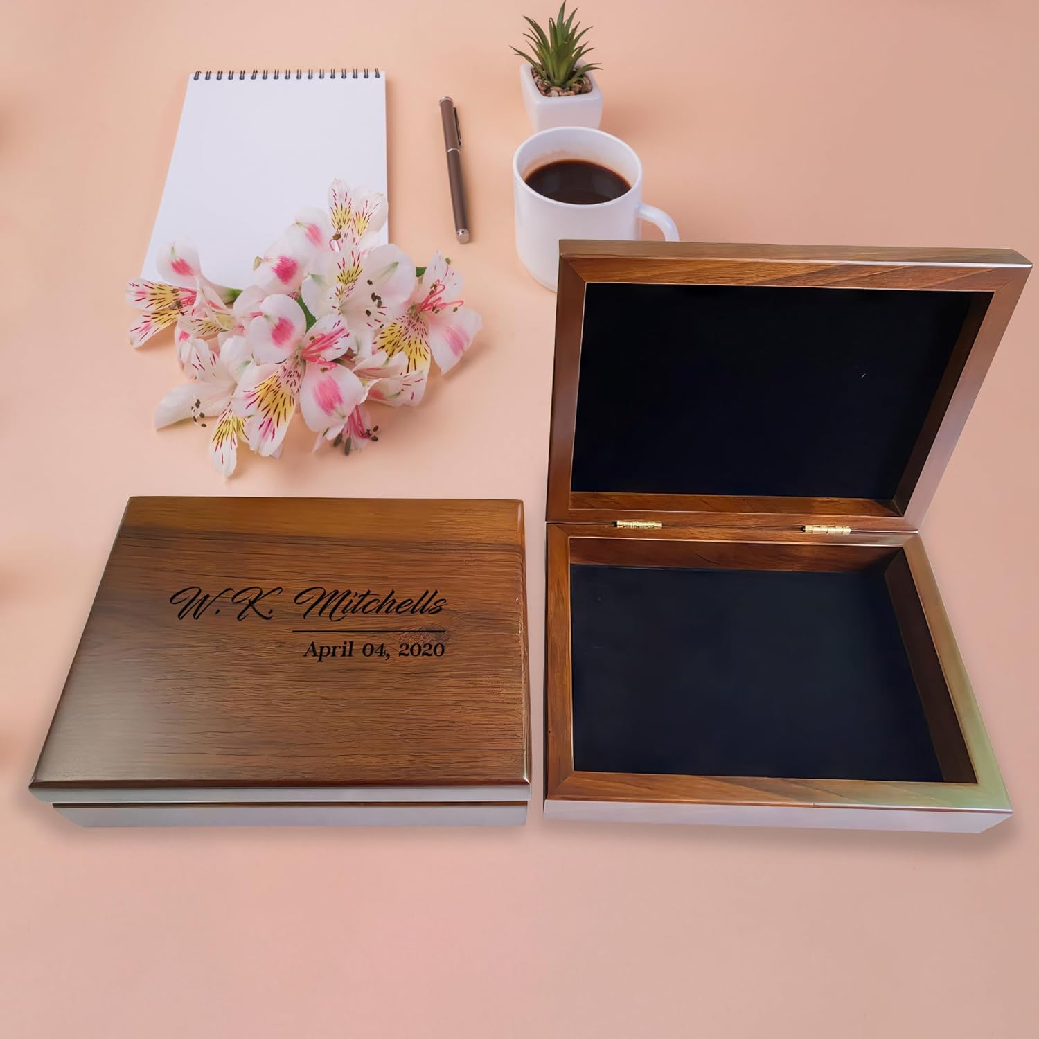 Personalized Memory Box, Custom Memento Box, Gift for Husband Wife, Wedding Day Memory Box, Engraved Keepsake Box for Couples, Memorial Gift, Hand Made Birthday Keepsake Box, Monogrammed Jewelry Box