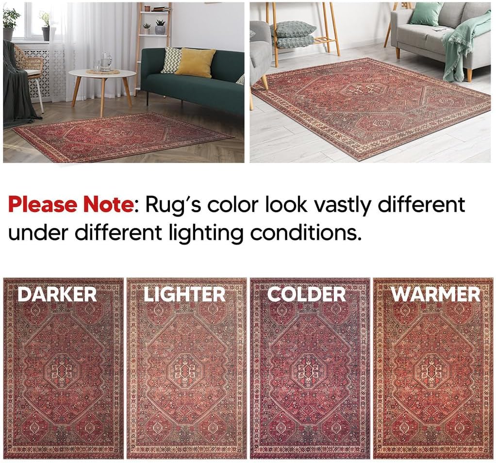 Keen Home Design 3x5 Rug - Machine Washable Entry Rug with Non-Slip Backing, Ideal for Enteryway, Kitchen, Bathroom, Laundry Room - Vintage, Easy Clean, Durable, Low Pile Rug - (3' x 5')