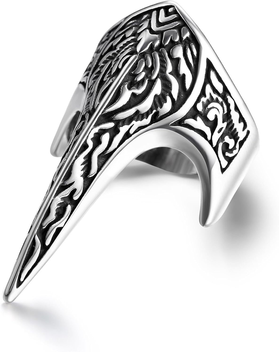 GTHIC Stainless Steel Thumb Ring For Men Women Vintage Eagle Beak Goth Rings Archer Ring Fashion memento mori ring Animal Jewelry Gifts Size 7-13