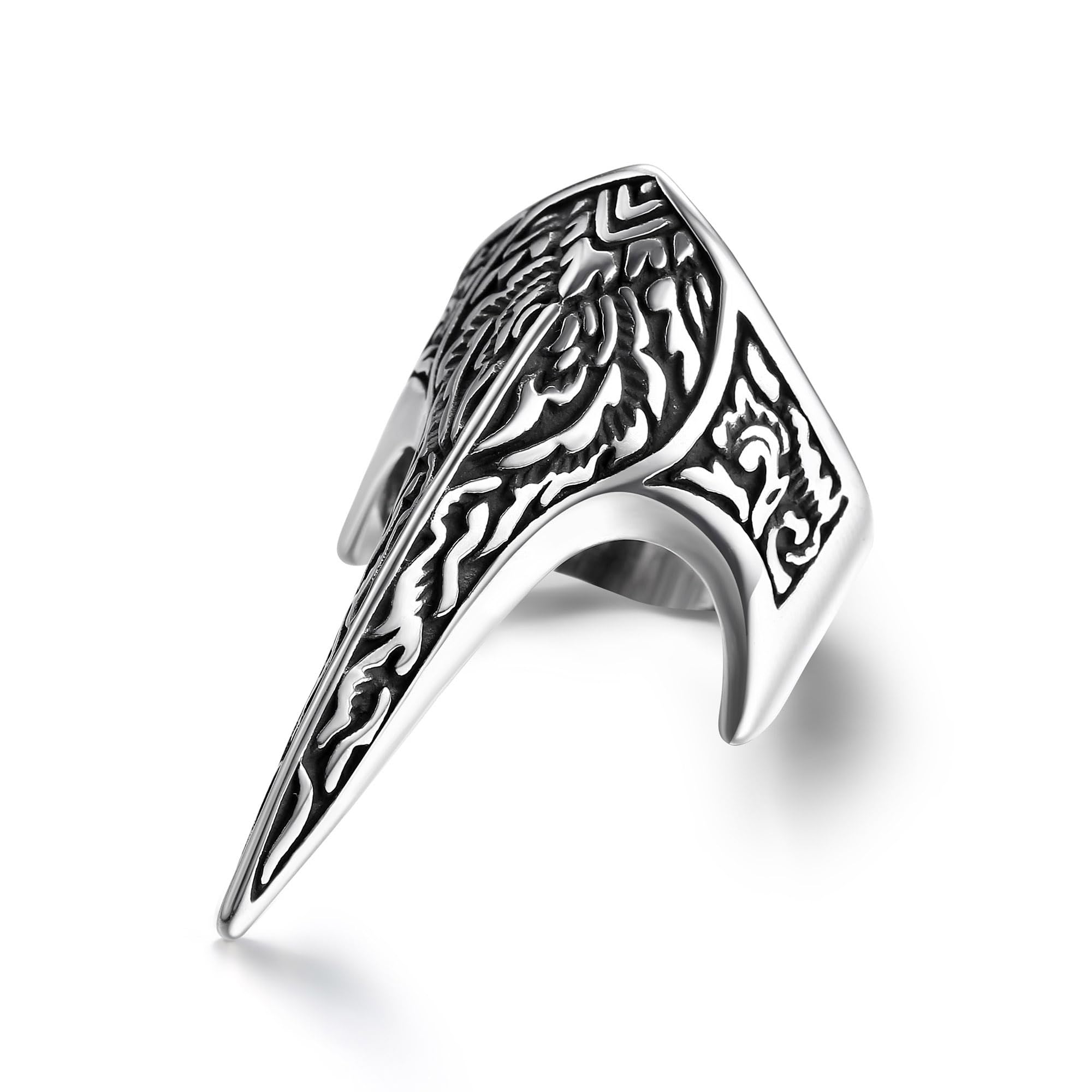 GTHIC Stainless Steel Thumb Ring For Men Women Vintage Eagle Beak Goth Rings Archer Ring Fashion memento mori ring Animal Jewelry Gifts Size 7-13