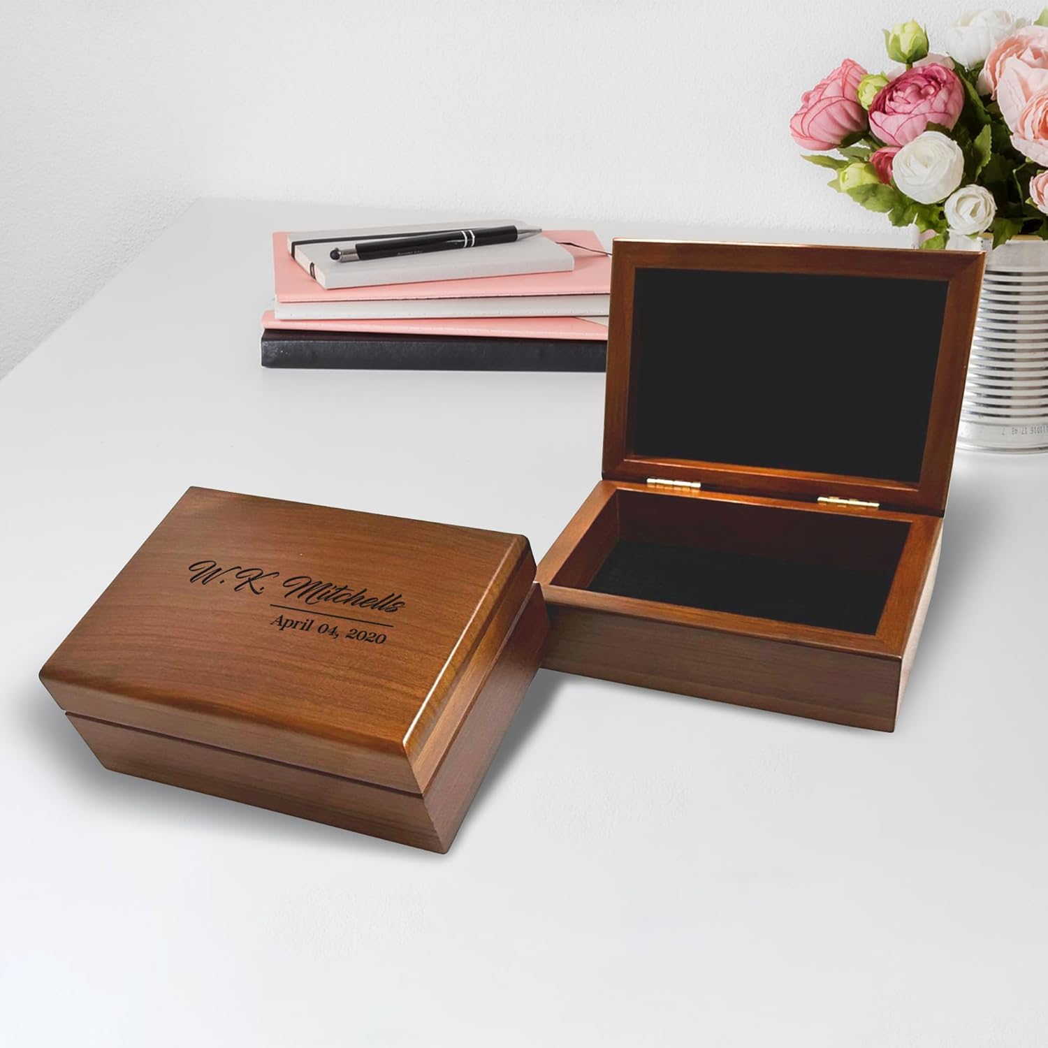 Personalized Memory Box, Custom Memento Box, Gift for Husband Wife, Wedding Day Memory Box, Engraved Keepsake Box for Couples, Memorial Gift, Hand Made Birthday Keepsake Box, Monogrammed Jewelry Box
