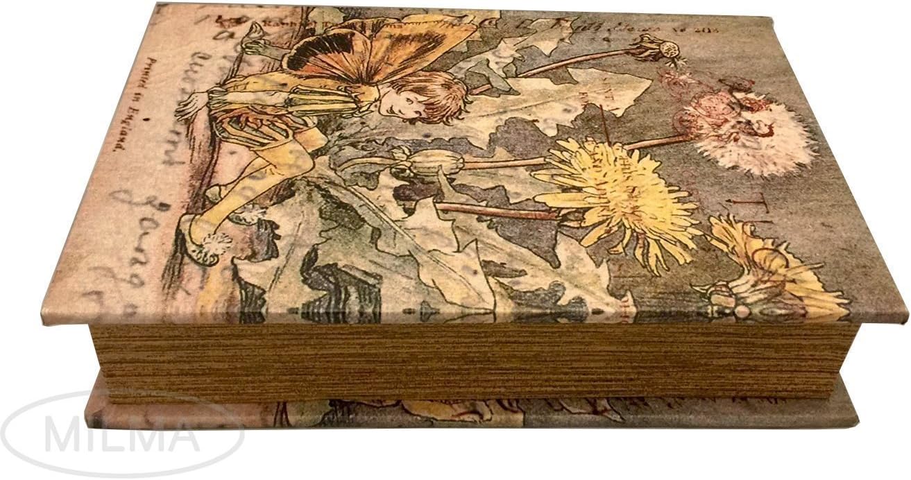 Vintage Fairy Book Box Leather Over Wood Secret Storage Box Fairy Keepsake
