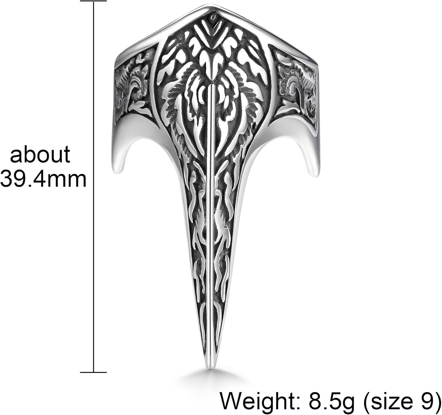 GTHIC Stainless Steel Thumb Ring For Men Women Vintage Eagle Beak Goth Rings Archer Ring Fashion memento mori ring Animal Jewelry Gifts Size 7-13