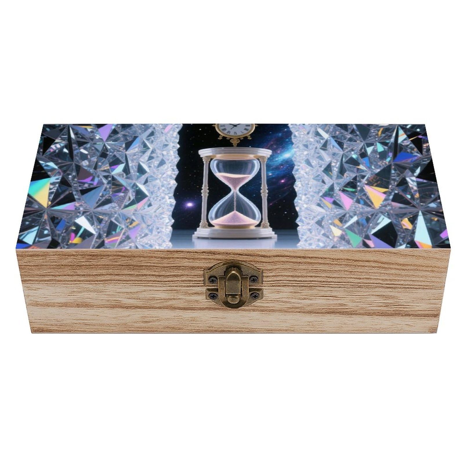 Vintage Wooden Storage Box Elegant Decorative Storage Box Crane And Cloud Pattern Keepsake Box for Photos Mementos Office Supplies