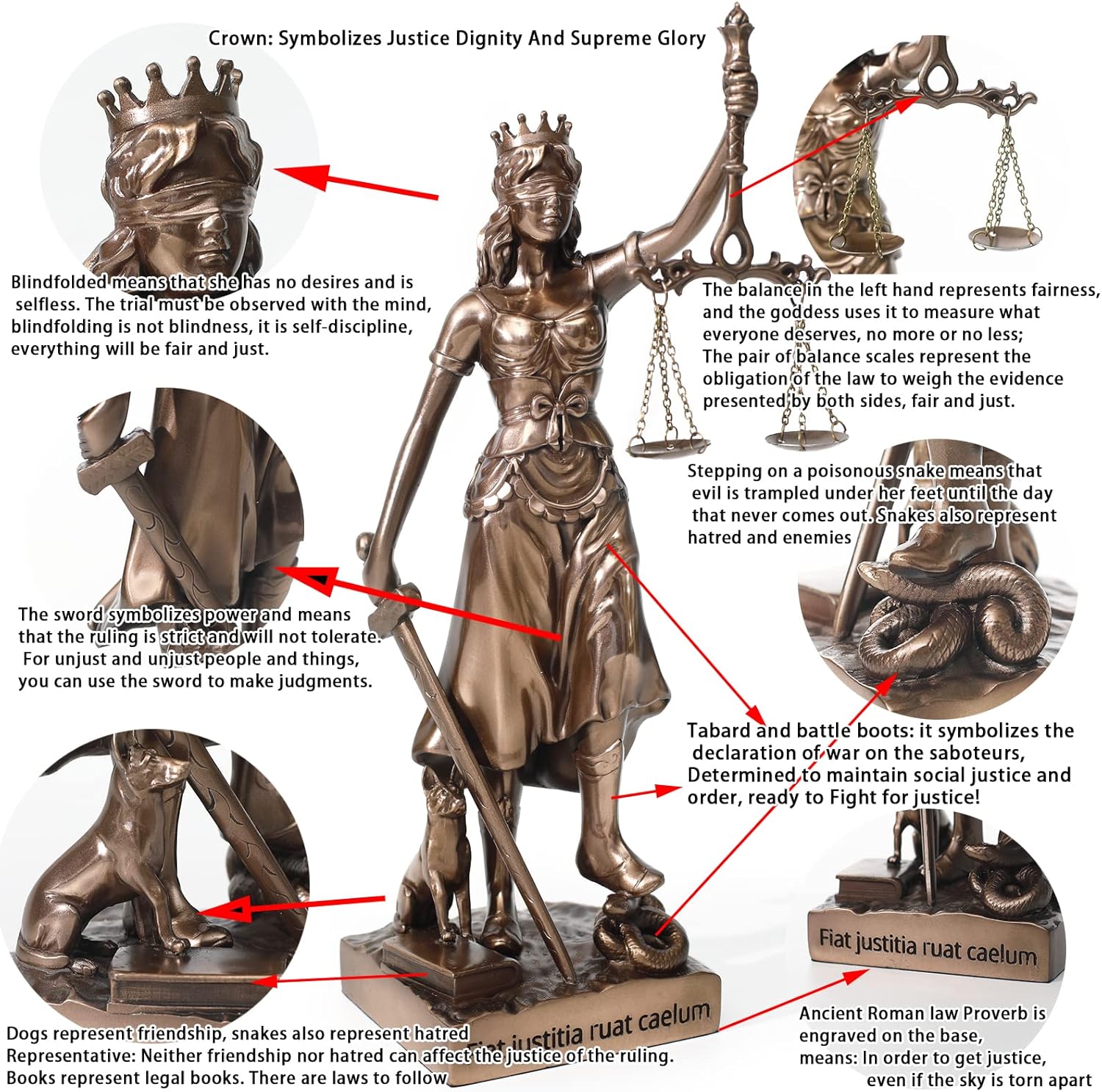 Magicsculp-The Lady Justice Statue - Greek Roman Goddess of Justice 12inch Museum Grade Collectible Figurine | Synthetic Resin-S