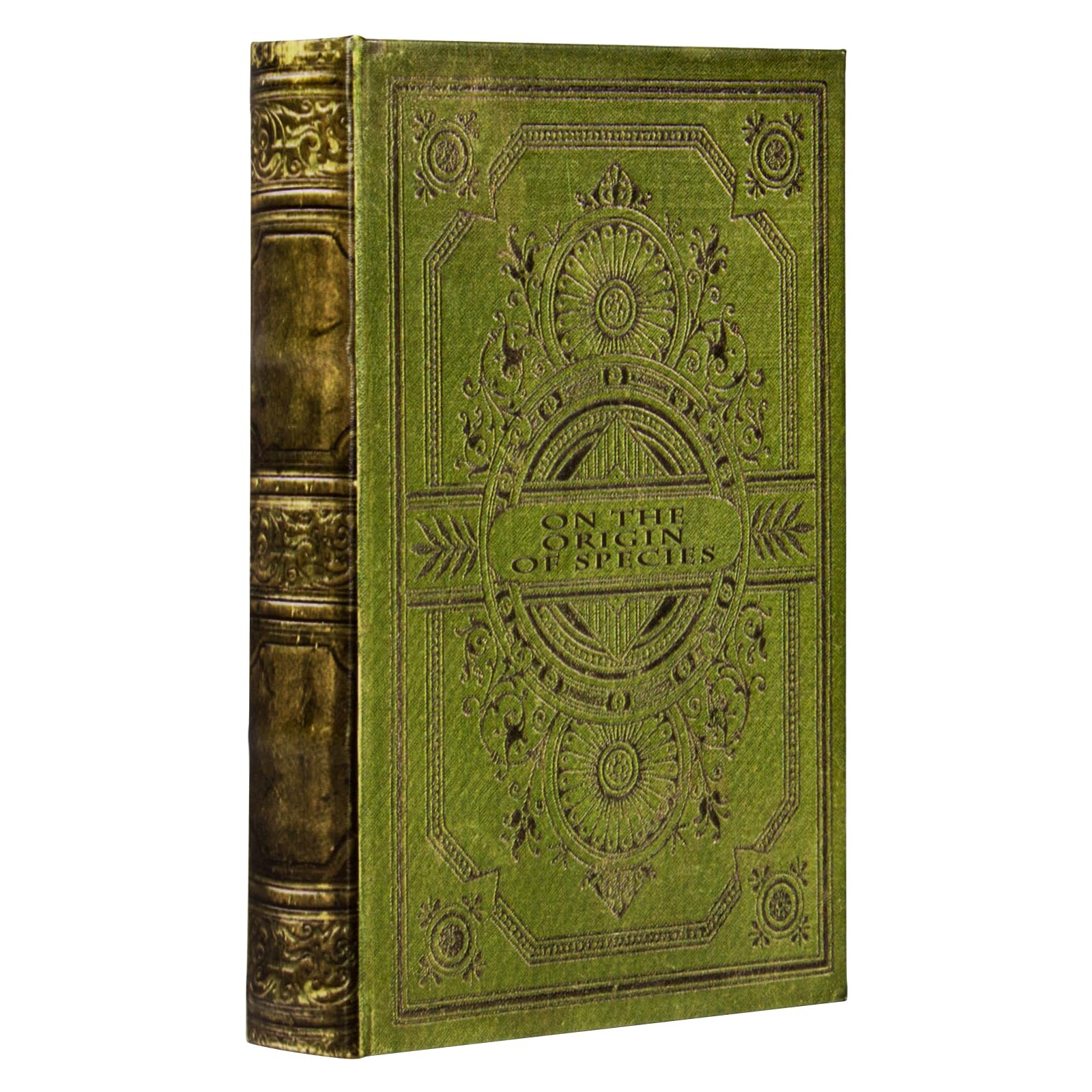 Decorative Vintage Style Fake Book Flowers Pattern Faux Leather Embossed Victorian Book Storage Box 3-04