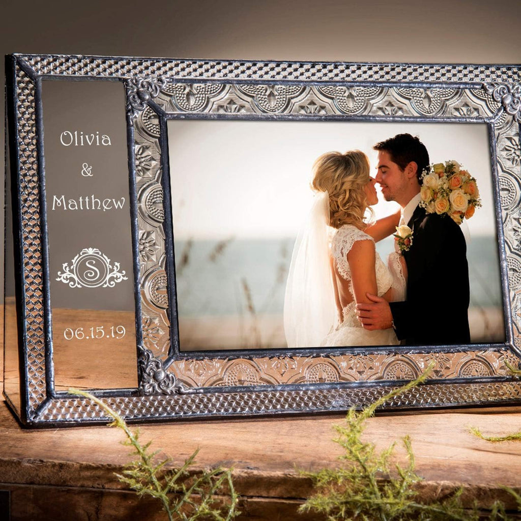 Wedding Picture Frame Personalized Engraved Glass Keepsake Newly Wed Couple J Devlin Pic 393-46H EP610