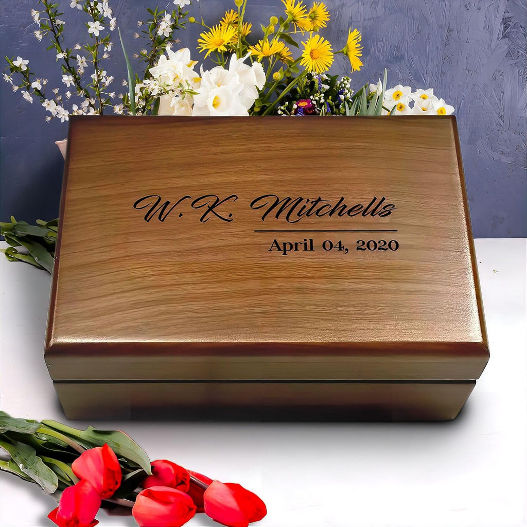 Personalized Memory Box, Custom Memento Box, Gift for Husband Wife, Wedding Day Memory Box, Engraved Keepsake Box for Couples, Memorial Gift, Hand Made Birthday Keepsake Box, Monogrammed Jewelry Box