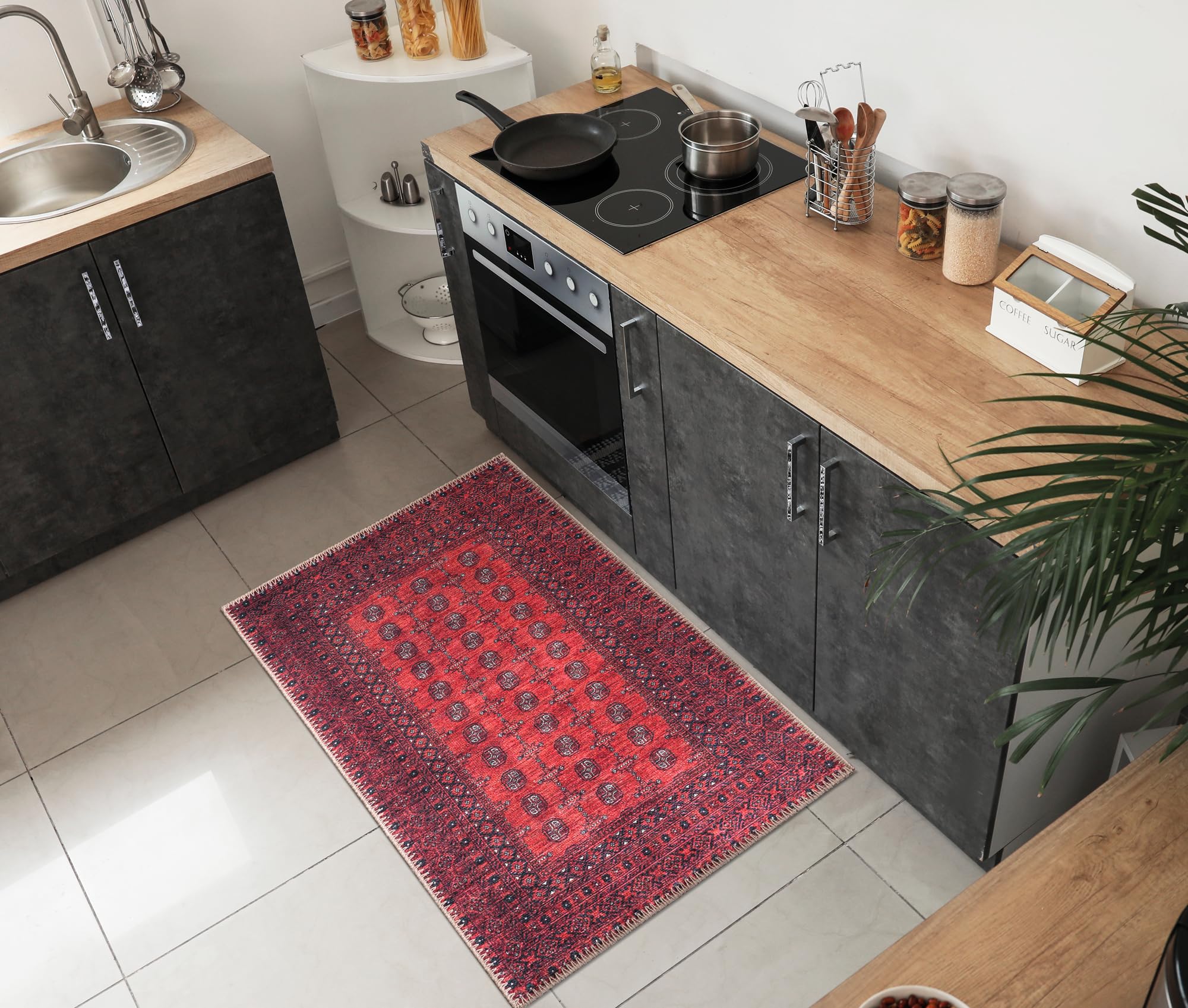 Keen Home Design 3x5 Rug - Machine Washable Entry Rug with Non-Slip Backing, Ideal for Enteryway, Kitchen, Bathroom, Laundry Room - Vintage, Easy Clean, Durable, Low Pile Rug - (3' x 5')