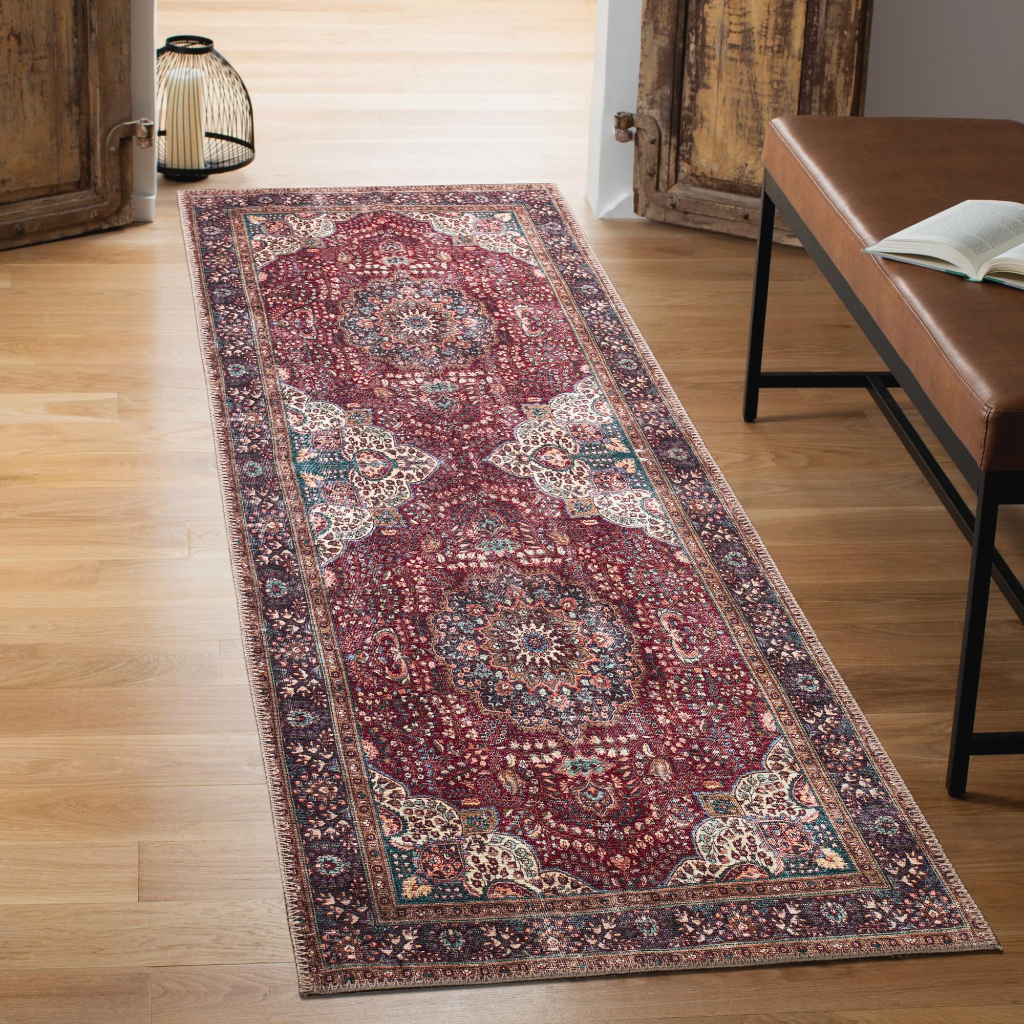 Keen Home Design 3x5 Rug - Machine Washable Entry Rug with Non-Slip Backing, Ideal for Enteryway, Kitchen, Bathroom, Laundry Room - Vintage, Easy Clean, Durable, Low Pile Rug - (3' x 5')