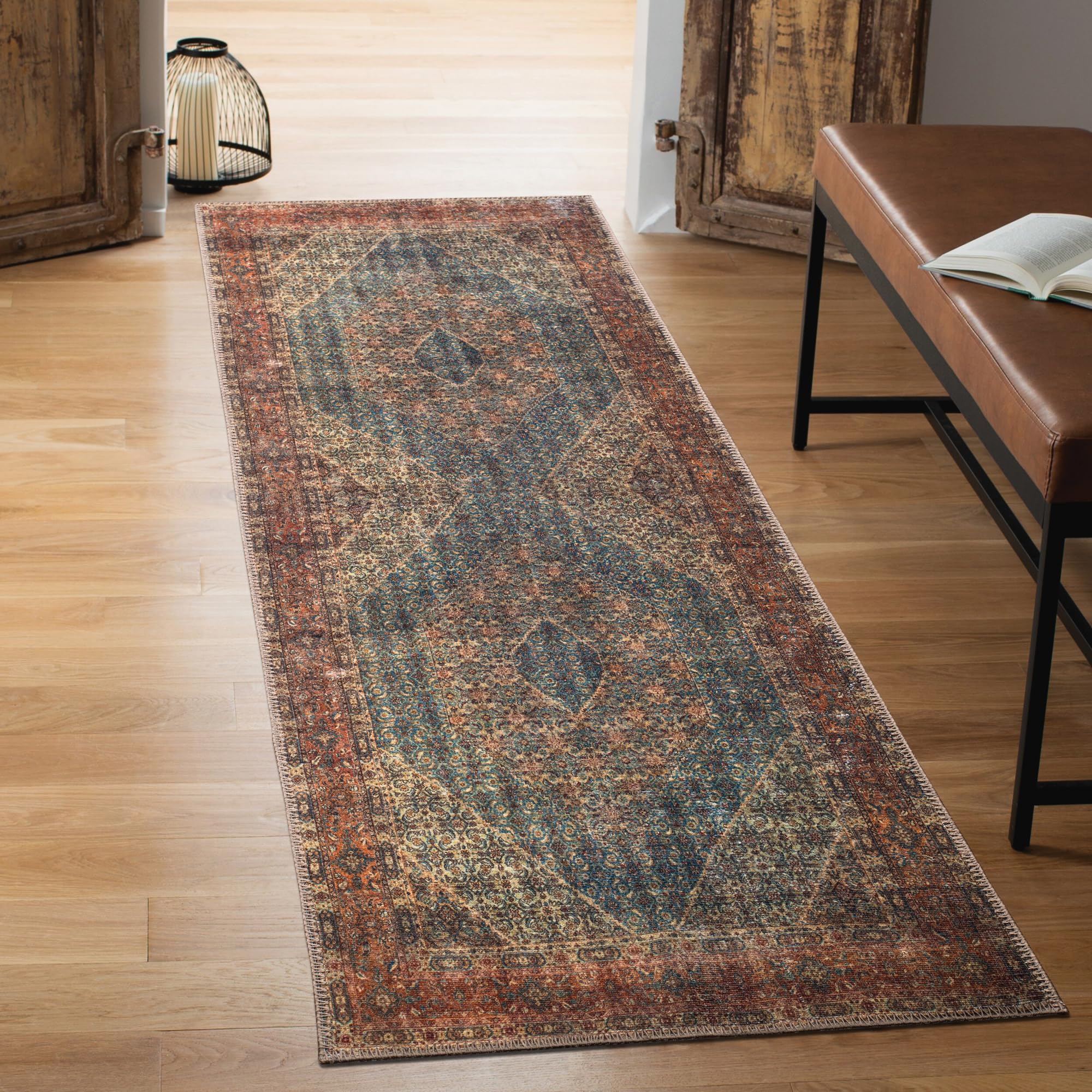 Keen Home Design 3x5 Rug - Machine Washable Entry Rug with Non-Slip Backing, Ideal for Enteryway, Kitchen, Bathroom, Laundry Room - Vintage, Easy Clean, Durable, Low Pile Rug - (3' x 5')