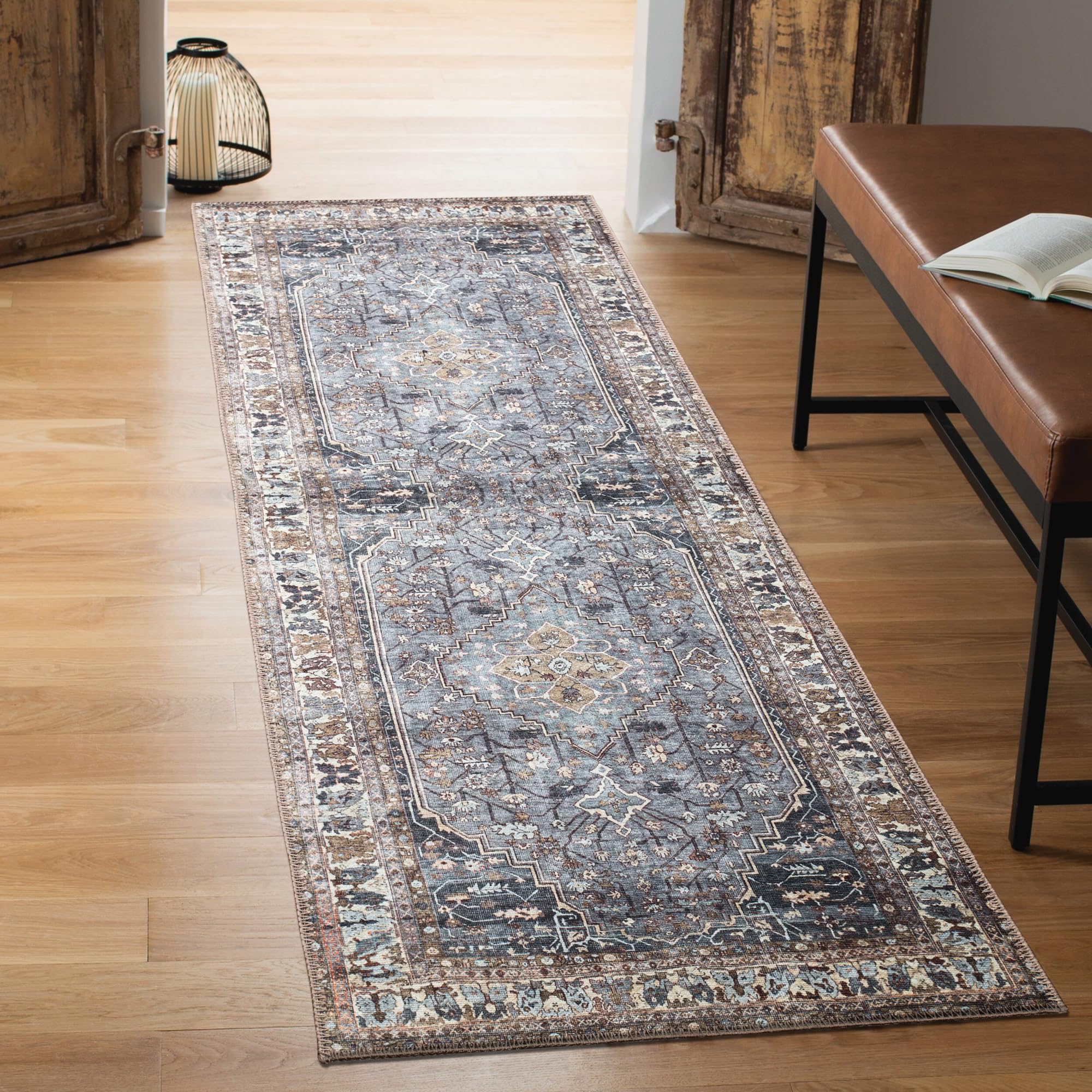 Keen Home Design 3x5 Rug - Machine Washable Entry Rug with Non-Slip Backing, Ideal for Enteryway, Kitchen, Bathroom, Laundry Room - Vintage, Easy Clean, Durable, Low Pile Rug - (3' x 5')