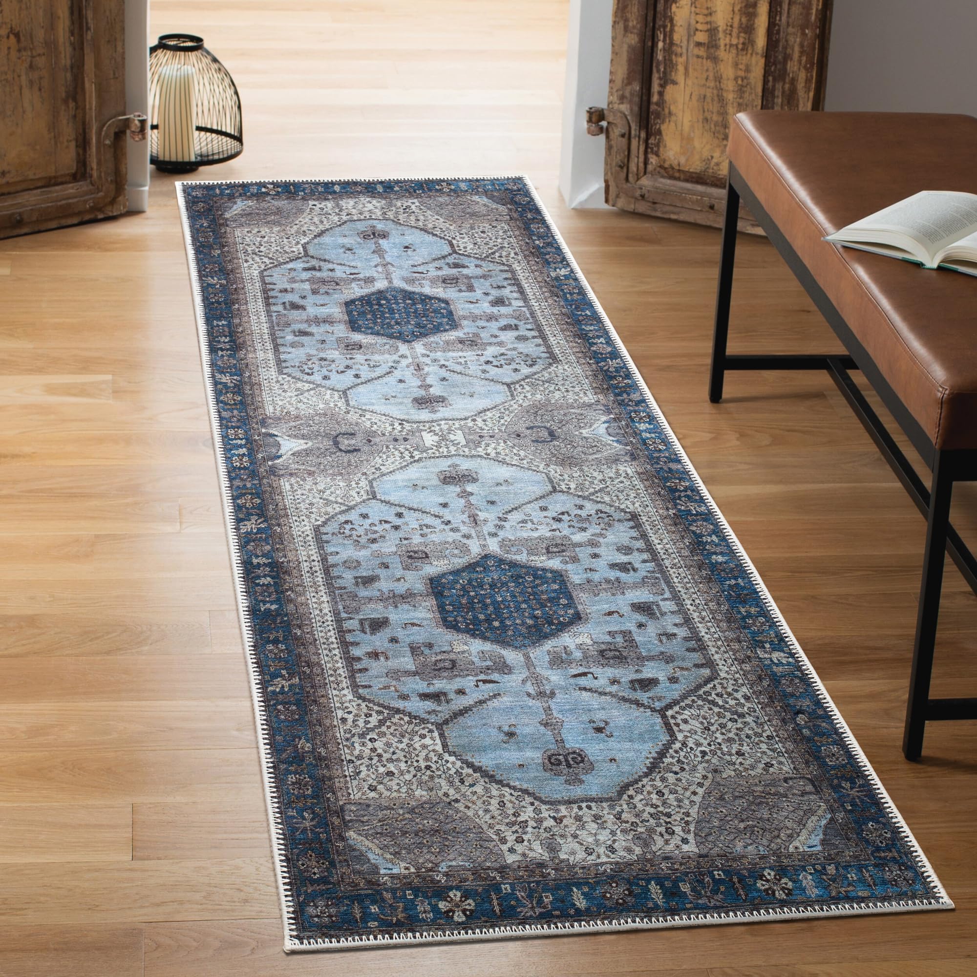 Keen Home Design 3x5 Rug - Machine Washable Entry Rug with Non-Slip Backing, Ideal for Enteryway, Kitchen, Bathroom, Laundry Room - Vintage, Easy Clean, Durable, Low Pile Rug - (3' x 5')