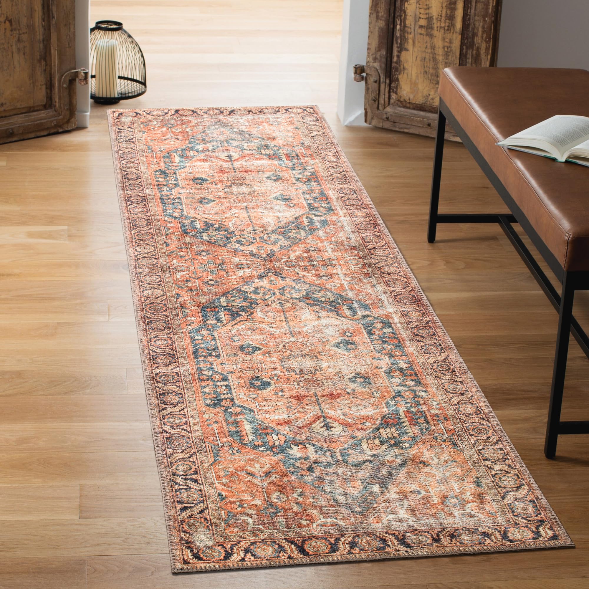 Keen Home Design 3x5 Rug - Machine Washable Entry Rug with Non-Slip Backing, Ideal for Enteryway, Kitchen, Bathroom, Laundry Room - Vintage, Easy Clean, Durable, Low Pile Rug - (3' x 5')