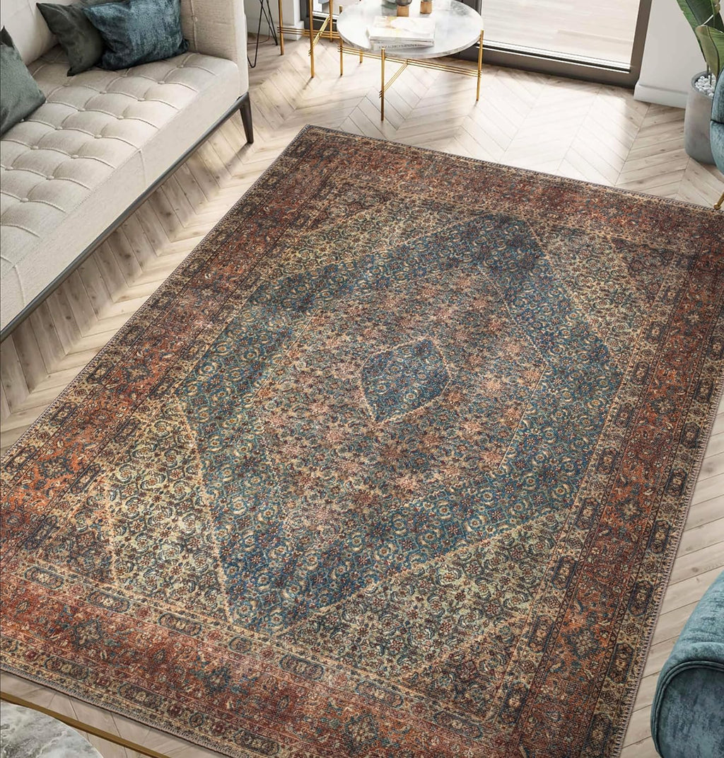 Keen Home Design 3x5 Rug - Machine Washable Entry Rug with Non-Slip Backing, Ideal for Enteryway, Kitchen, Bathroom, Laundry Room - Vintage, Easy Clean, Durable, Low Pile Rug - (3' x 5')