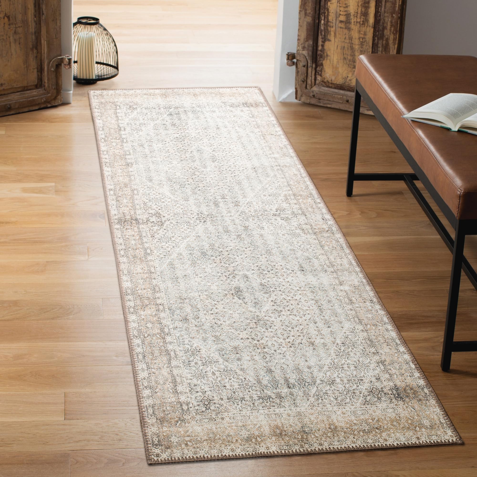Keen Home Design 3x5 Rug - Machine Washable Entry Rug with Non-Slip Backing, Ideal for Enteryway, Kitchen, Bathroom, Laundry Room - Vintage, Easy Clean, Durable, Low Pile Rug - (3' x 5')
