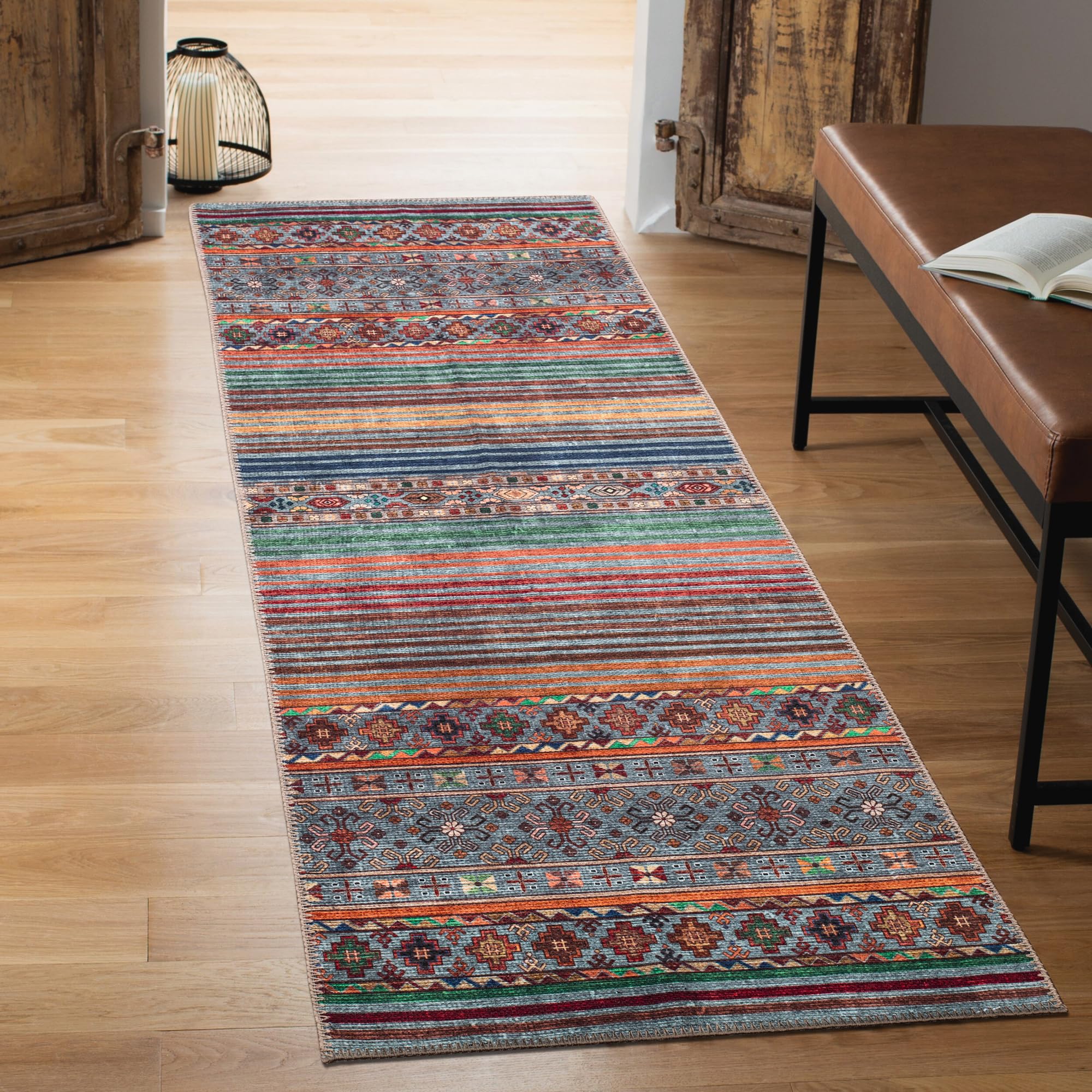 Keen Home Design 3x5 Rug - Machine Washable Entry Rug with Non-Slip Backing, Ideal for Enteryway, Kitchen, Bathroom, Laundry Room - Vintage, Easy Clean, Durable, Low Pile Rug - (3' x 5')
