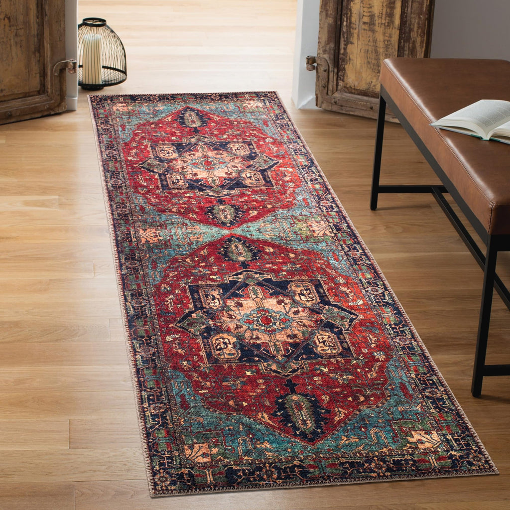 Keen Home Design 3x5 Rug - Machine Washable Entry Rug with Non-Slip Backing, Ideal for Enteryway, Kitchen, Bathroom, Laundry Room - Vintage, Easy Clean, Durable, Low Pile Rug - (3' x 5')
