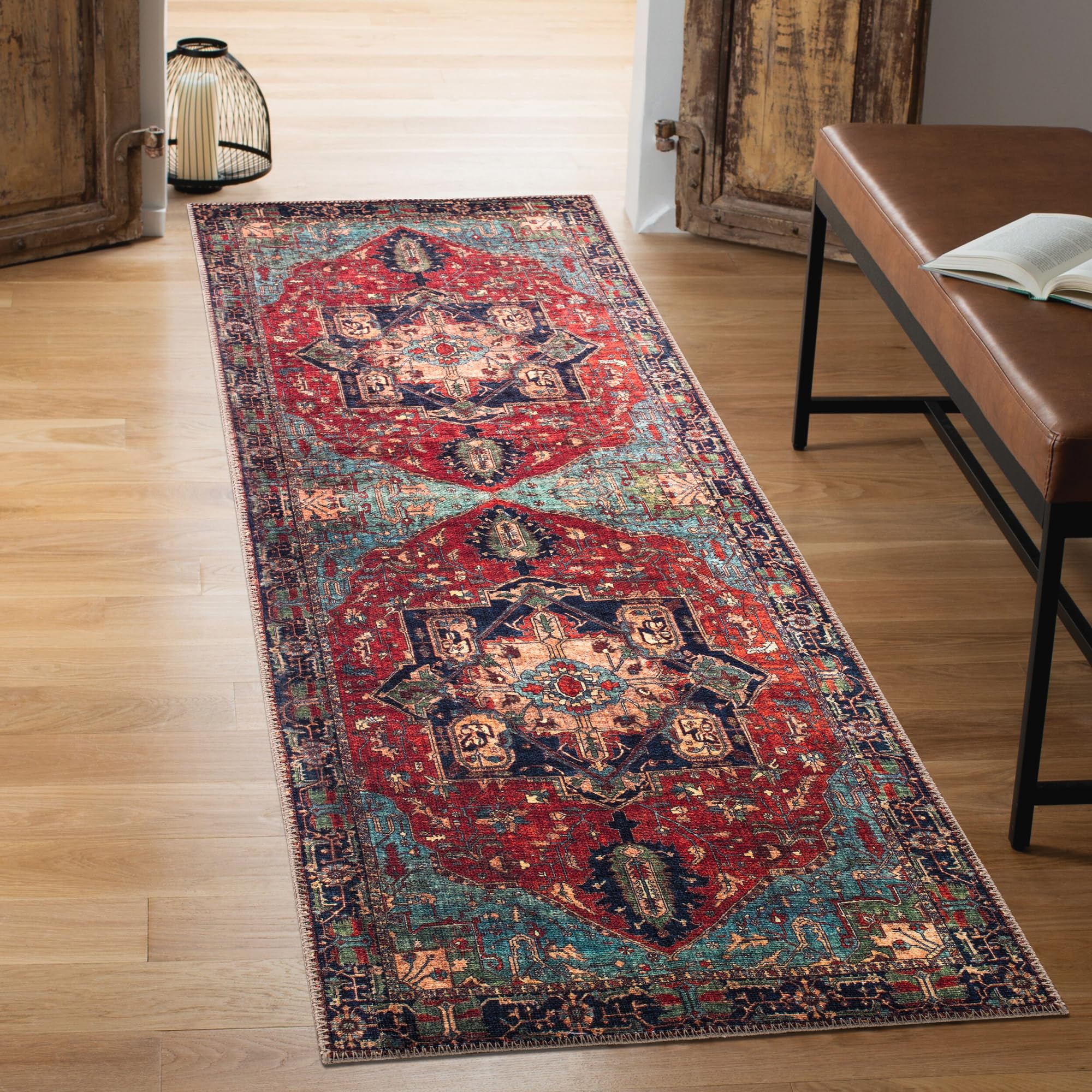 Keen Home Design 3x5 Rug - Machine Washable Entry Rug with Non-Slip Backing, Ideal for Enteryway, Kitchen, Bathroom, Laundry Room - Vintage, Easy Clean, Durable, Low Pile Rug - (3' x 5')