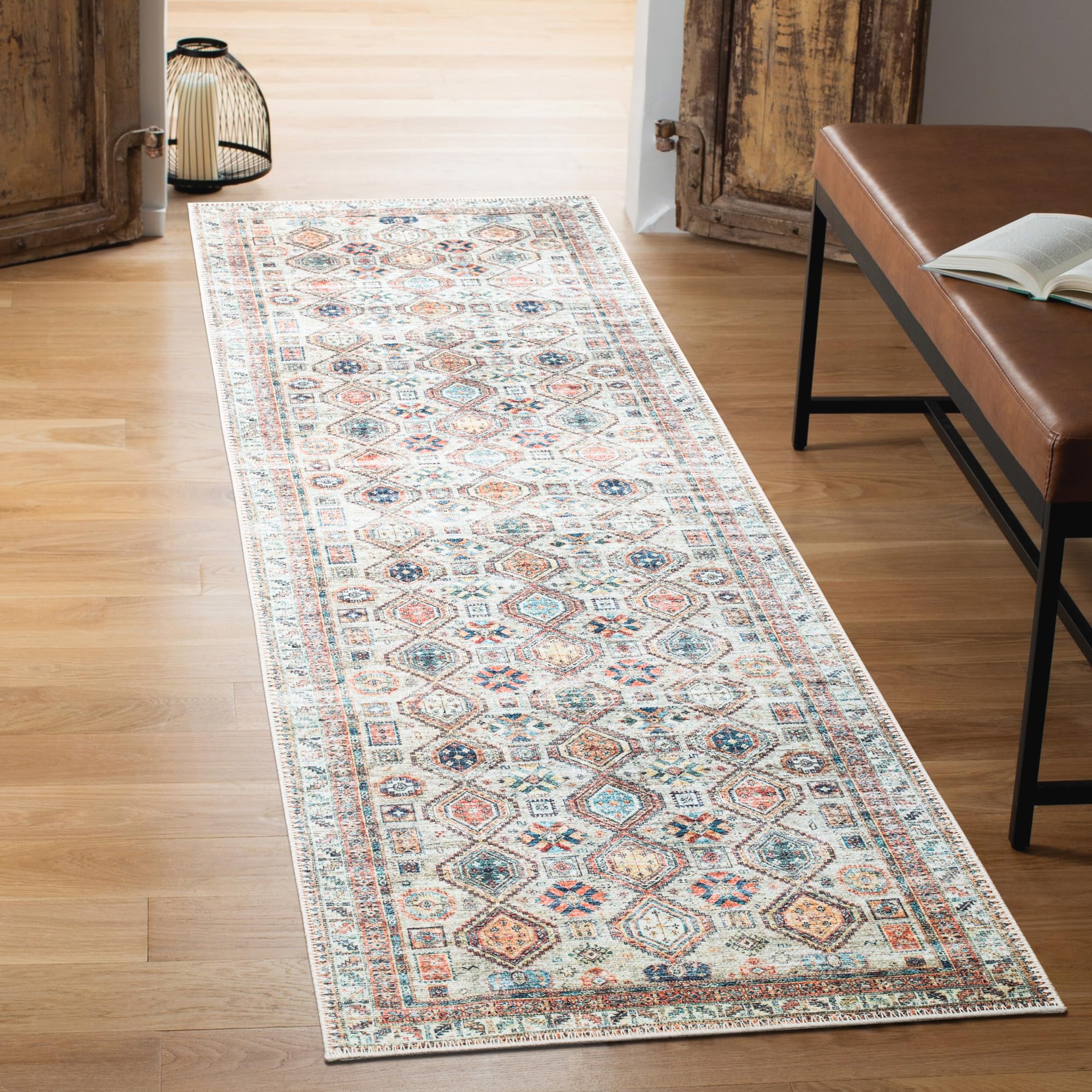 Keen Home Design 3x5 Rug - Machine Washable Entry Rug with Non-Slip Backing, Ideal for Enteryway, Kitchen, Bathroom, Laundry Room - Vintage, Easy Clean, Durable, Low Pile Rug - (3' x 5')