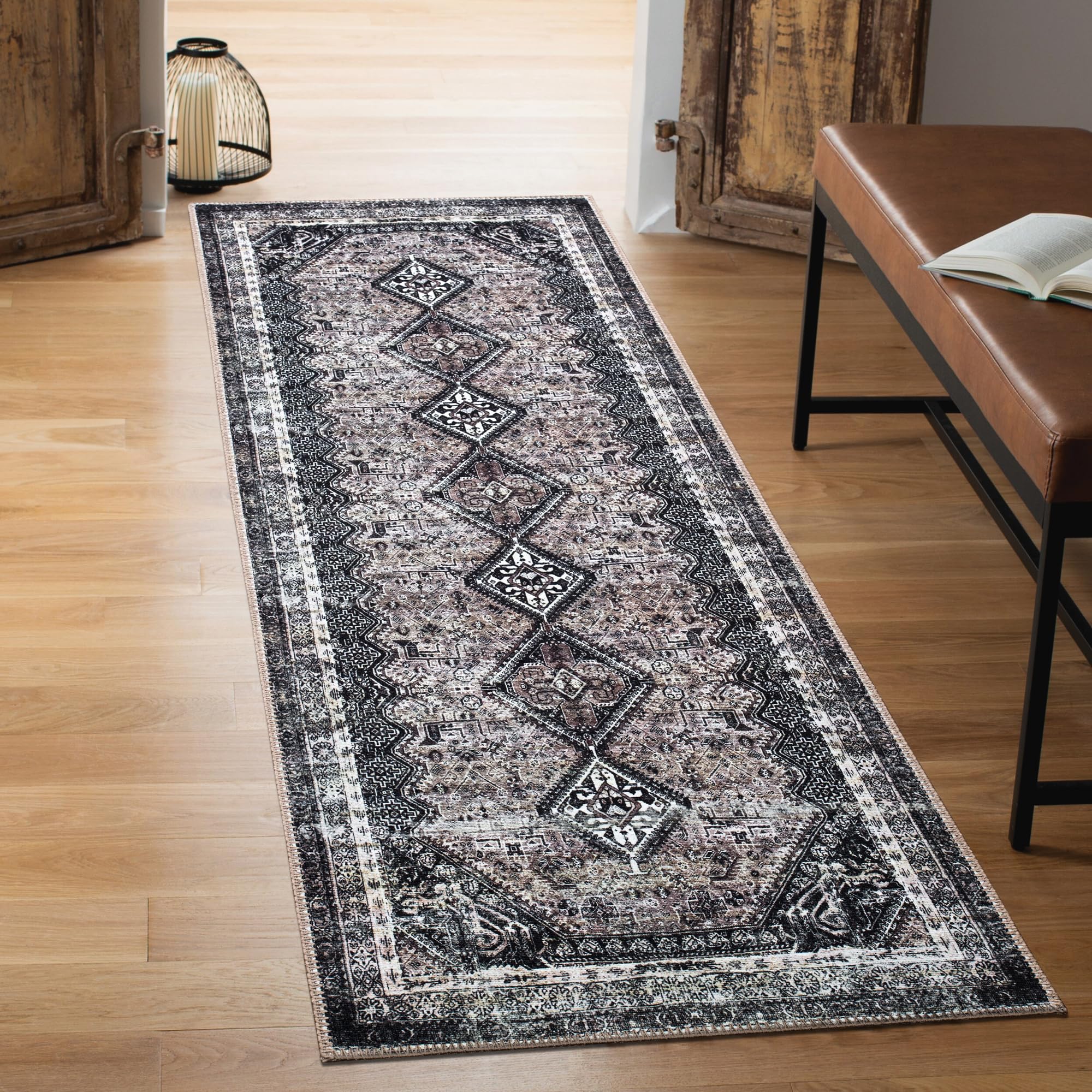 Keen Home Design 3x5 Rug - Machine Washable Entry Rug with Non-Slip Backing, Ideal for Enteryway, Kitchen, Bathroom, Laundry Room - Vintage, Easy Clean, Durable, Low Pile Rug - (3' x 5')