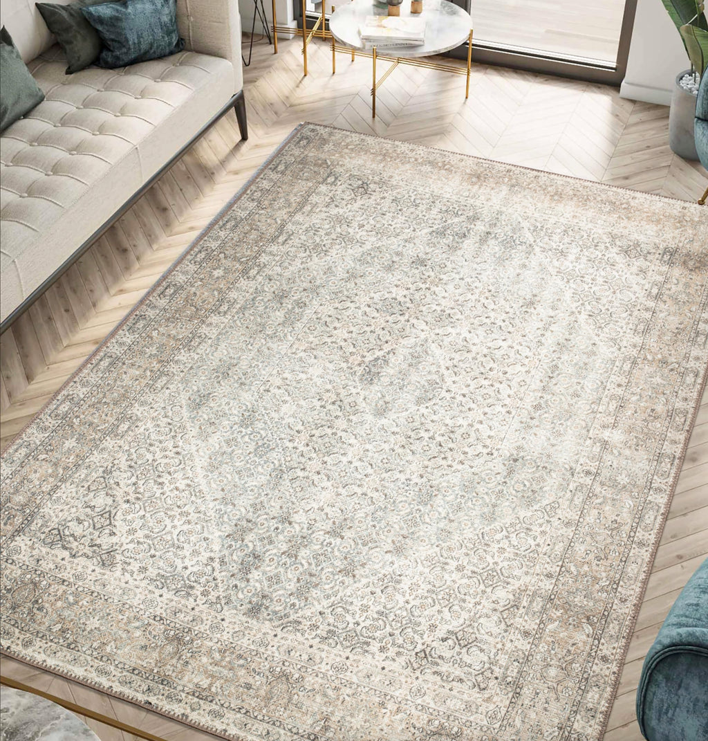 Keen Home Design 3x5 Rug - Machine Washable Entry Rug with Non-Slip Backing, Ideal for Enteryway, Kitchen, Bathroom, Laundry Room - Vintage, Easy Clean, Durable, Low Pile Rug - (3' x 5')