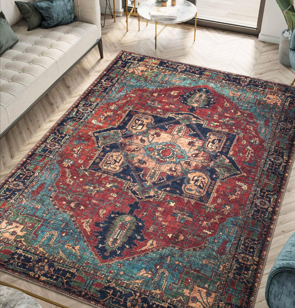 Keen Home Design 3x5 Rug - Machine Washable Entry Rug with Non-Slip Backing, Ideal for Enteryway, Kitchen, Bathroom, Laundry Room - Vintage, Easy Clean, Durable, Low Pile Rug - (3' x 5')