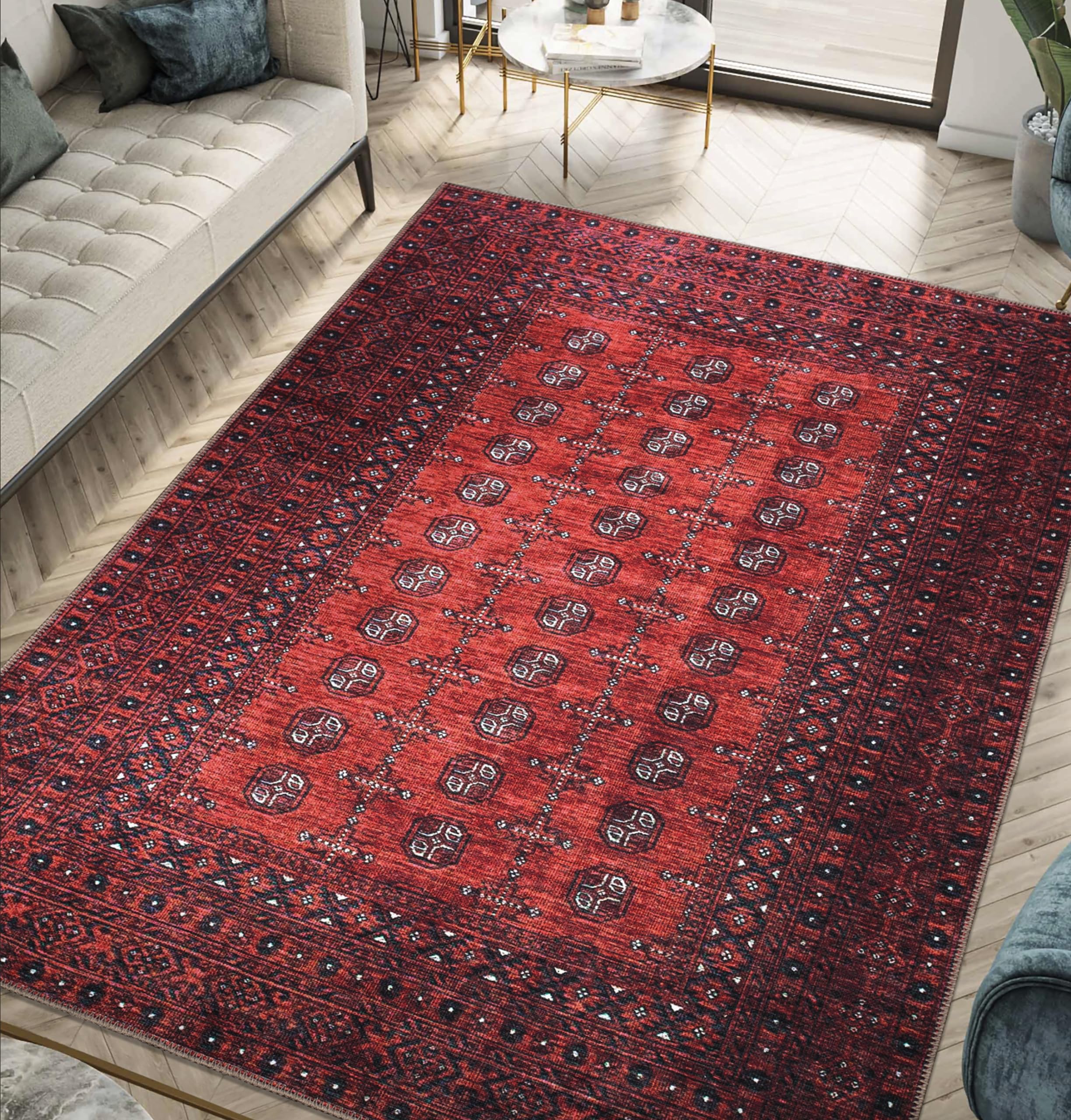 Keen Home Design 3x5 Rug - Machine Washable Entry Rug with Non-Slip Backing, Ideal for Enteryway, Kitchen, Bathroom, Laundry Room - Vintage, Easy Clean, Durable, Low Pile Rug - (3' x 5')